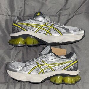 Silver and Yellow Athletic Sneakers